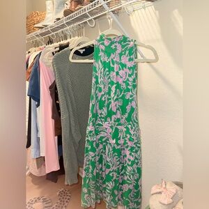 Lilly Pulitzer Green and White Halter Sundress